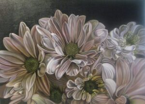"Midnight Daisies" 36 x 40, Oil on Canvas - Sold