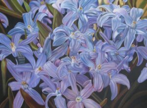 "Little Blue Flowers" 36 x 40, Oil on Canvas - Sold