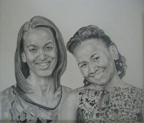 "Obama Girls" 22 x 30, Graphite on Paper
